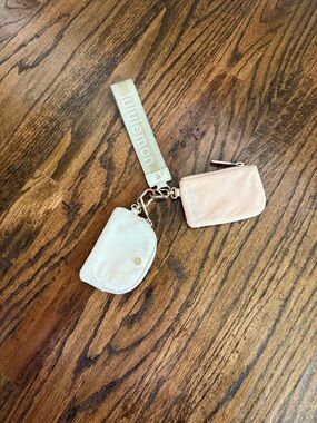 lululemon athletica wristlet keychain in cream and blush